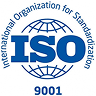 ISO 9001 quality management certification logo (ISO badge) showing the globe and 'ISO 9001' text.